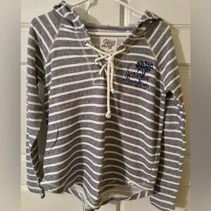 Blue 84 Gray and White Striped Hoodie